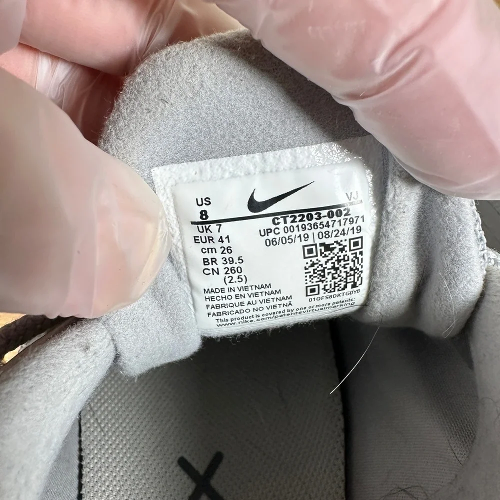 Nike Air Max 270 React Mens 8 Wolf Grey University Red CT2203-002 Just Do It